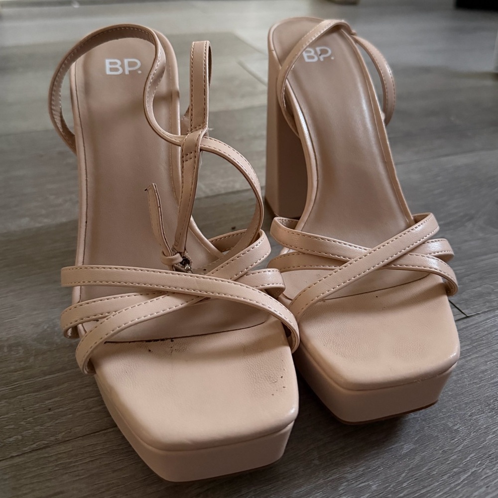 BP Women's beige Strappy Platform Sandals